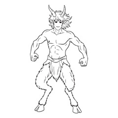 Fototapeta premium Mythical Pan Lineart – Pan Vector Outline Drawing with Rustic God Symbolism – Pan Drawing – Vector of Pan – Pan Outline