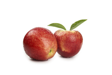 Fresh Red Apples with Dew Drops from Zhaotong Yunnan China Isolated on White Background