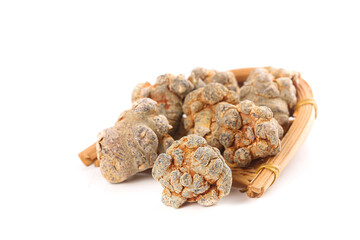 Chinese Panax Pseudoginseng Herbs Wenshan Farmers Traditional Medicine Basket White Background