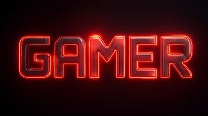 Futuristic neon red 3D glowing typography logo featuring gamer text effect with editability for modern digital and gaming designs backdrop.