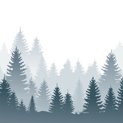 Obraz premium pine tree forest silhouette vector illustration