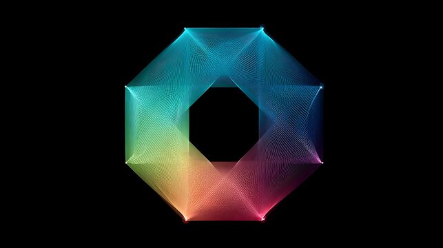 Geometric radar chart in luminous bright colors