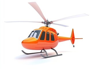 Fototapeta premium Orange helicopter isolated on white background, showing detailed design in mockup style render, ready to fly
