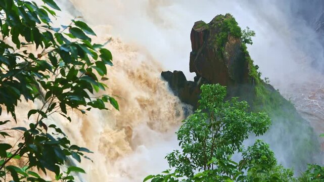 Close-Up View of Barron Falls Waterfall in Queensland Australia