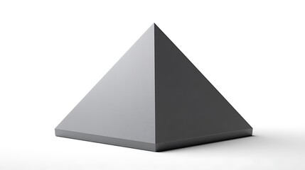 Isolated pyramid shape geometric form three dimensional object gray color on white background simple design.