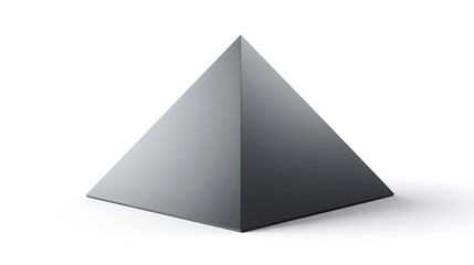 Isolated pyramid shape geometric form three dimensional object gray color on white background simple design.