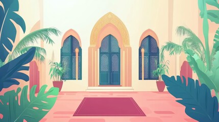 Serene Oasis: A Tropical Courtyard Entrance