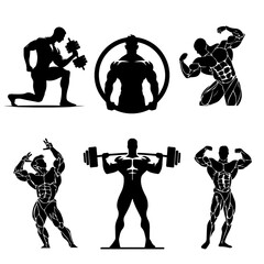Bodybuilder Silhouette Vector Set – Muscular Man, Fitness, Gym, Workout and Strength Training Design