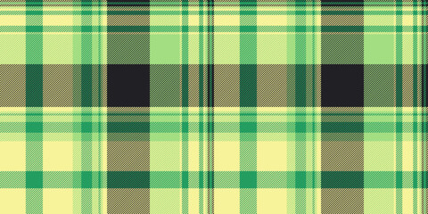 Expressive pattern check background, single texture fabric seamless. Newborn tartan plaid textile vector in green and yellow colors.