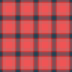 Classic plaid pattern. A repeating geometric design in red and muted teal. Suitable for backgrounds, textiles, or adding a touch of traditional style.