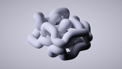 3d render, abstract volumetric tangled tubes isolated on white background, modern minimalist wallpaper