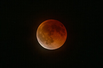 Blood Moon Lunar Eclipse Over Night Sky