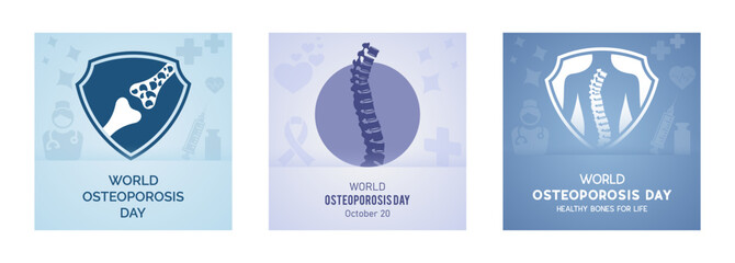 Osteoporosis Awareness October 20 – Healthy Bones, Spine & Skeleton Medical Poster Template.