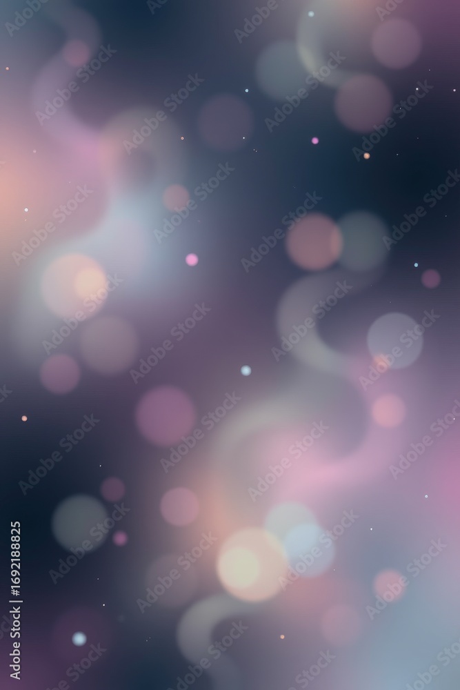 Poster the image features a soft, abstract background filled with bokeh light effects in pastel hues of pin