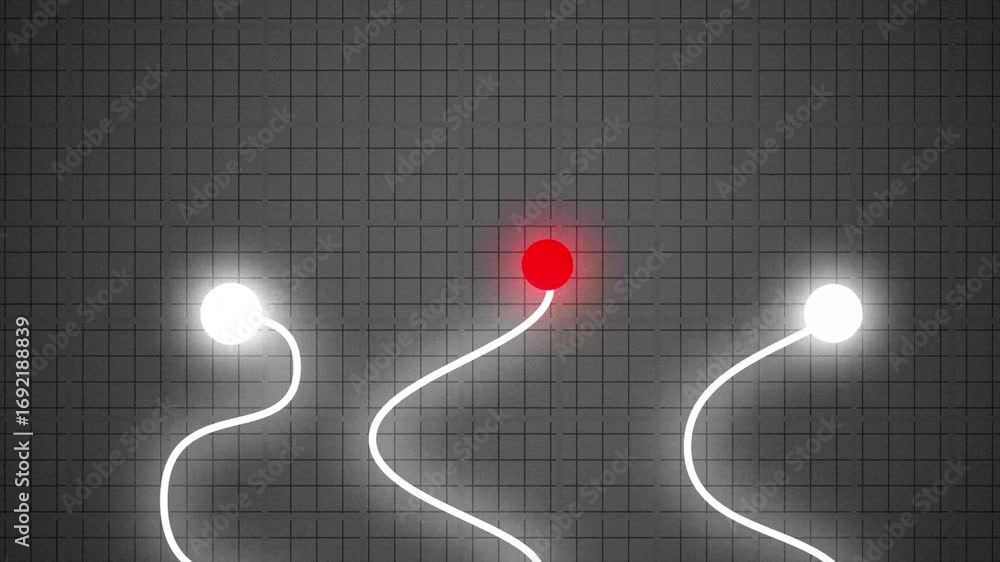 Poster three ball with line moving upward animation showing business journey and growth visualization