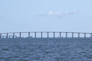 Long bridge crossing over the sea