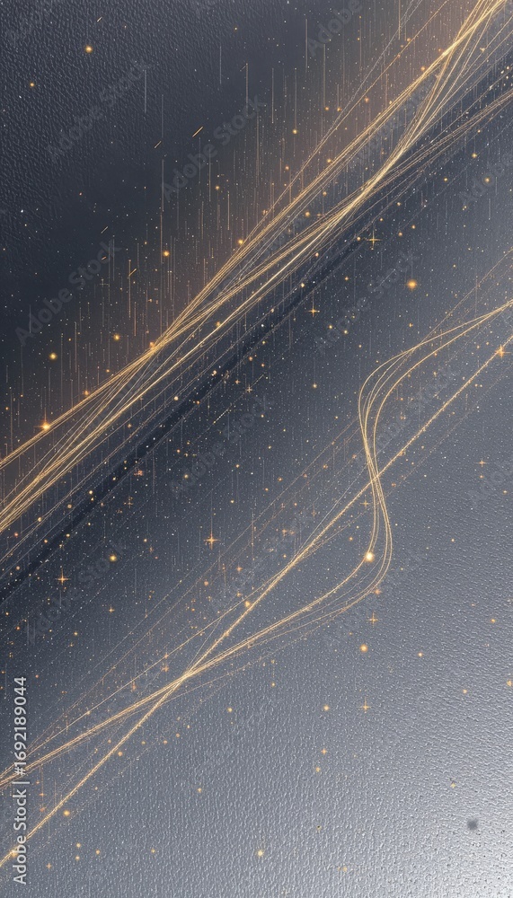 Poster the image features a dark background dotted with small, bright points resembling stars or distant li