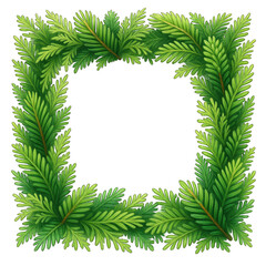 Green pine leaf frame with natural fresh texture and vibrant color