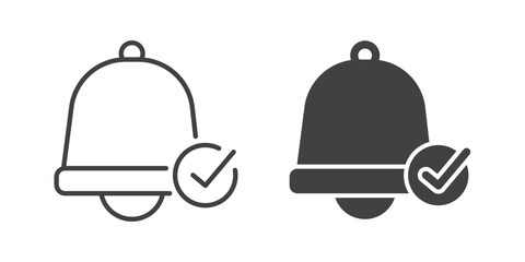 Notification icon. Line and glyph solid icon. Editable stroke and Perfect pixel isolated on white background. Vector illustration