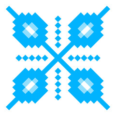Obraz premium Pixel art snowflake. 8 bit sparkle. Winter. Vector illustration isolated.