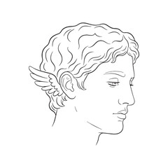 Mythical Hypnos Lineart – Hypnos Vector Illustration with Clean Dream God Symbolism – Hypnos Drawing – Line Art Drawing of Hypnos – Hypnos Icon