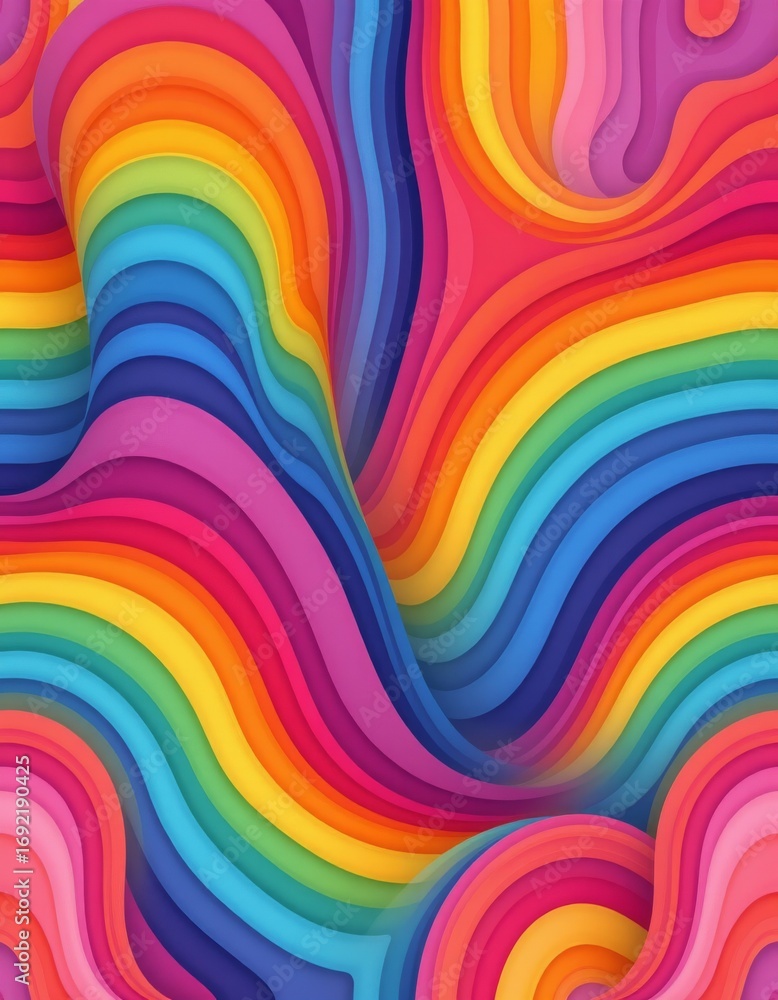 Poster the image features an abstract, vibrant pattern composed of flowing, wavy lines that create a sense 