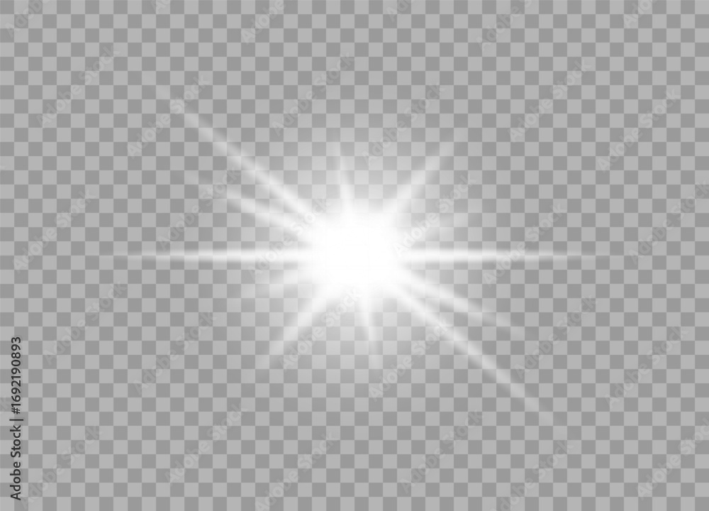 Poster bright sparkle effect on transparent background for digital enhancement.