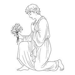 Eternal Hypnos Lineart – Hypnos Vector Outline Drawing with Celestial Sleep Concept – Hypnos Drawing – Vector of Hypnos – Hypnos Outline