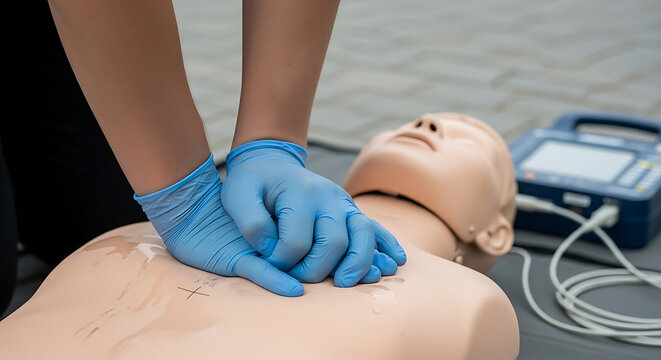 CPR Training Hands-on Practice with a Manikin, Delivering Emergency Medical Assistance