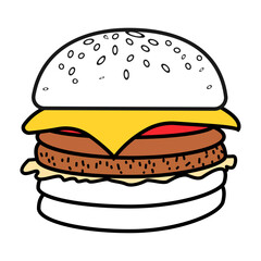 Delicious Cheeseburger with Sesame Seed Bun