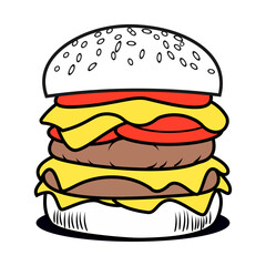 Double Cheeseburger with Tomato and Sesame Seed Bun