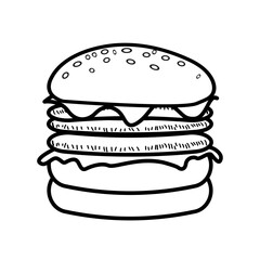 Burger illustration, hand-drawn style