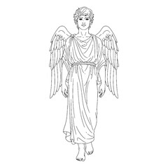 Divine Hypnos Lineart – Hypnos Vector Outline Drawing with Symbol of Sleep and Dreams – Hypnos Drawing – Vector of Hypnos – Hypnos Outline