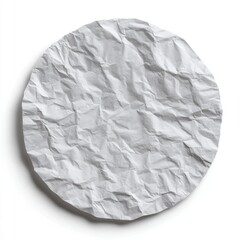 Crinkled, round, white paper disc