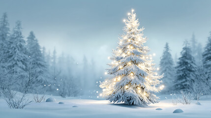 Winter christmas tree snow scene holiday season festive background image