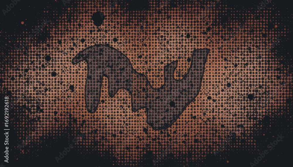 Poster the image features a dark, abstract background with a pattern of small, evenly spaced dots creating 