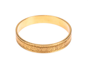 Gold Bangle Bracelet with Detailed Texture
