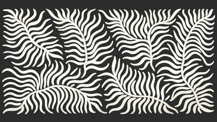Abstract minimalist white fern leaves pattern on textured dark background © Sunil123