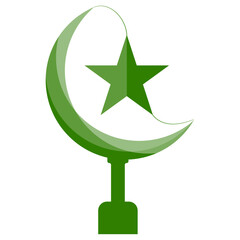Green Crescent Moon and Star, Islamic Symbol