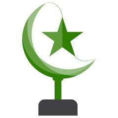 Green Crescent Moon and Star, Islamic Symbol