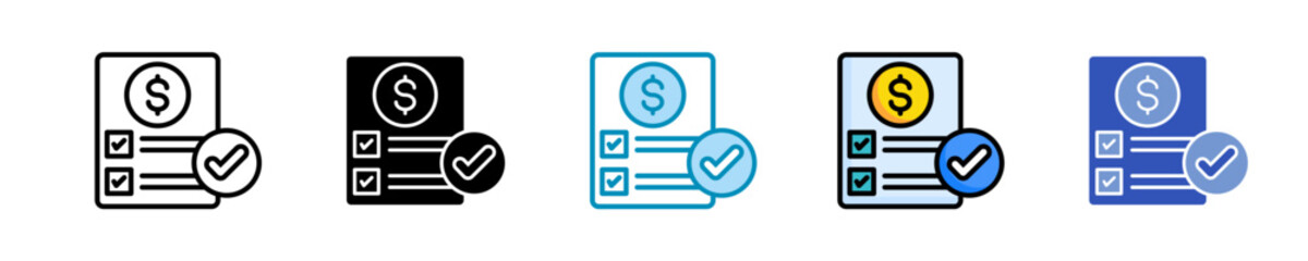 Budget Approval  Icon Set Multiple Style Collection