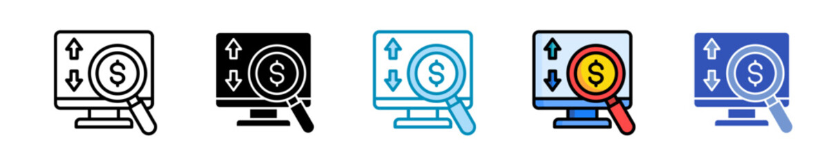 Budget Monitoring  Icon Set Multiple Style Collection