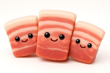 Cute 3D Samgyeopsal Pork Belly with Kawaii Faces