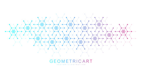 Molecular structure and genetic engineering, atom, neural network, neurons, DNA molecule. Scientific research concept for healthcare, medical, technology, chemistry, science template presentation