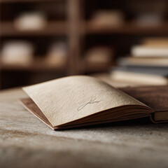 Open book with aged paper on wooden surface. Concept for writing, journaling, history, secrets, and study. Useful for blogs, articles, education, and creative projects.