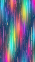 The image features a vibrant, dynamic display of multicolored vertical streaks and lines that resemble an abstract light show