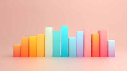 Glossy 3D histogram bars in bright tones with sharp clean edges