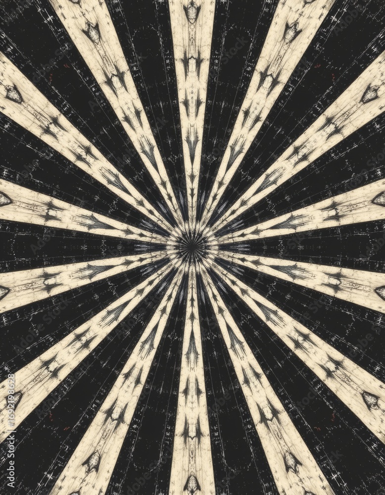 Poster the image features a symmetrical, radial pattern that emanates outward from a central point, creatin