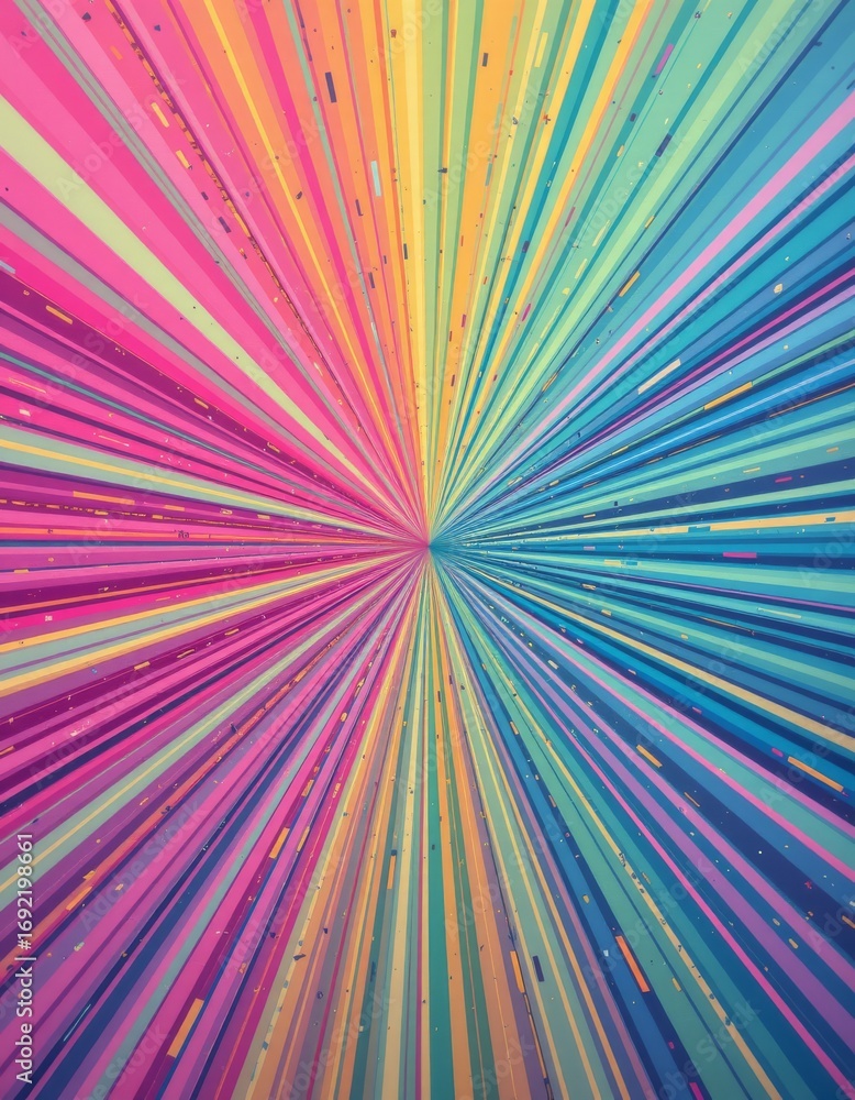 Poster the image features a vibrant, dynamic burst of color emanating from a central point, creating a star