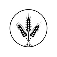 Vector art of three wheat stalks in a circle, symbolizing abundance, unity, and the bounty of the harvest season